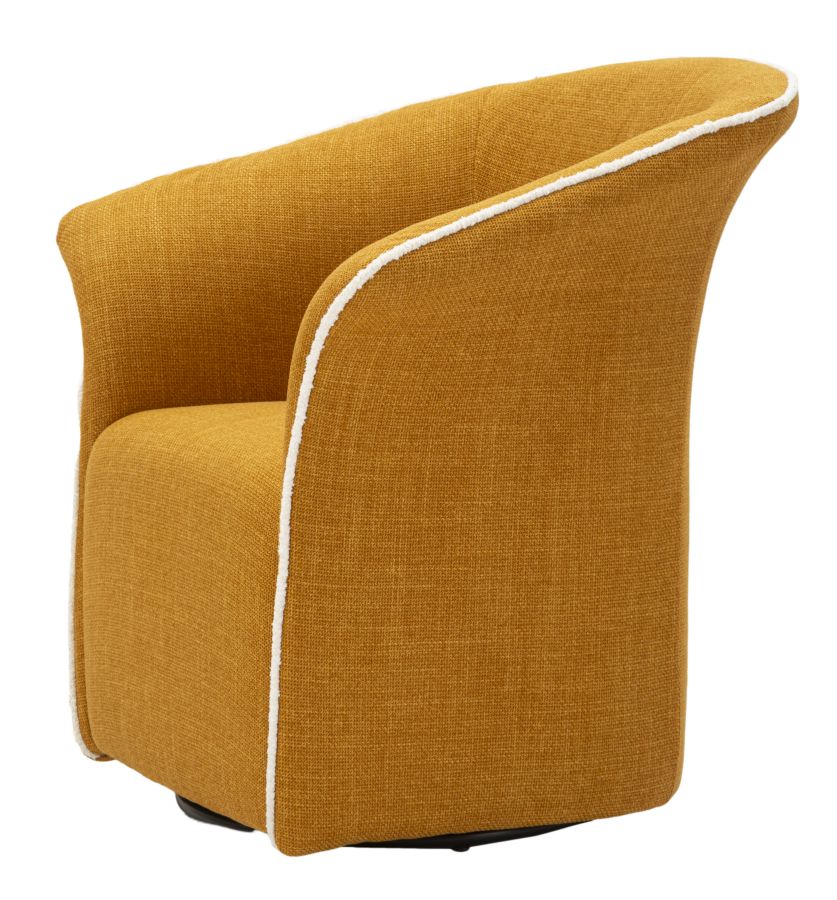 Poltrona Girevole Siena Senape Cm 83,5x66x80 (seduta Altezza Cm 42)