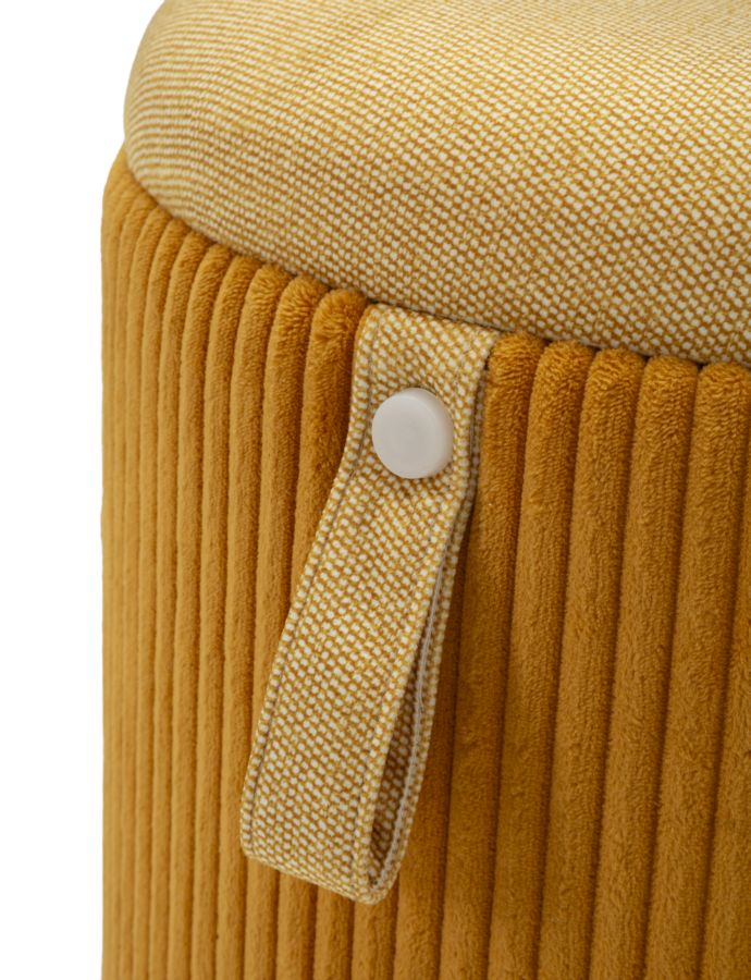 Pufe com Recipiente Bolzano Senape Conjunto 2 Un. Cm ø 38x38-32x28