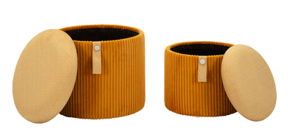 Pufe com Recipiente Bolzano Senape Conjunto 2 Un. Cm ø 38x38-32x28