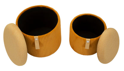 Pufe com Recipiente Bolzano Senape Conjunto 2 Un. Cm ø 38x38-32x28