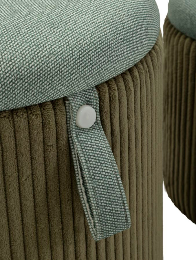 Pufe com Recipiente Bolzano Verde Conjunto 2 Un. Cm ø 38x38-32x28