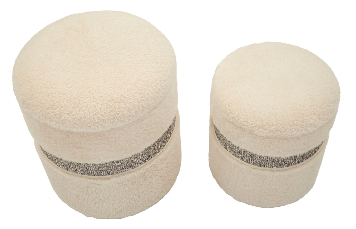 Pufe com Recipiente Saint-Moritz Creme Conjunto 2 Un. Cm ø 40x47-32x38