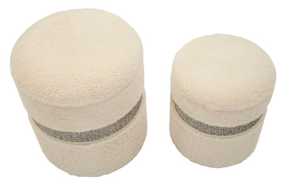 Pufe com Recipiente Saint-Moritz Creme Conjunto 2 Un. Cm ø 40x47-32x38