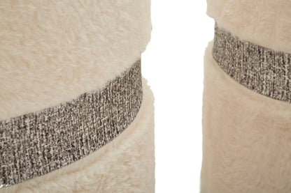 Pufe com Recipiente Saint-Moritz Creme Conjunto 2 Un. Cm ø 40x47-32x38