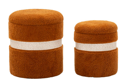 Pufe com Recipiente Saint-Moritz Marrone Conjunto 2 Un. Cm ø 40x47-32x38