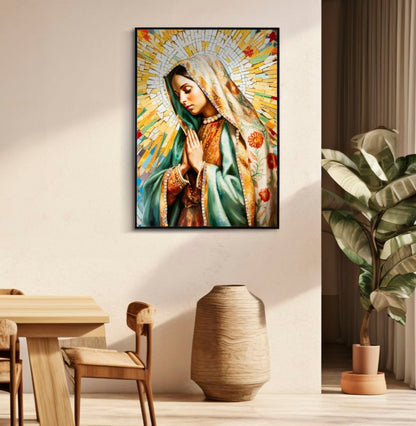 Pintura Sobre Tela Lacado Madonna -A- com Moldura Cm 72x4x102