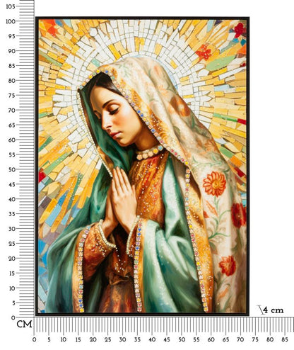 Pintura Sobre Tela Lacado Madonna -A- com Moldura Cm 72x4x102