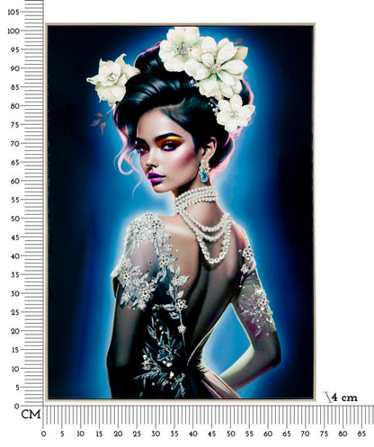 Pintura Sobre Tela Lacado Isabel com Moldura -B- Cm 72x4x102