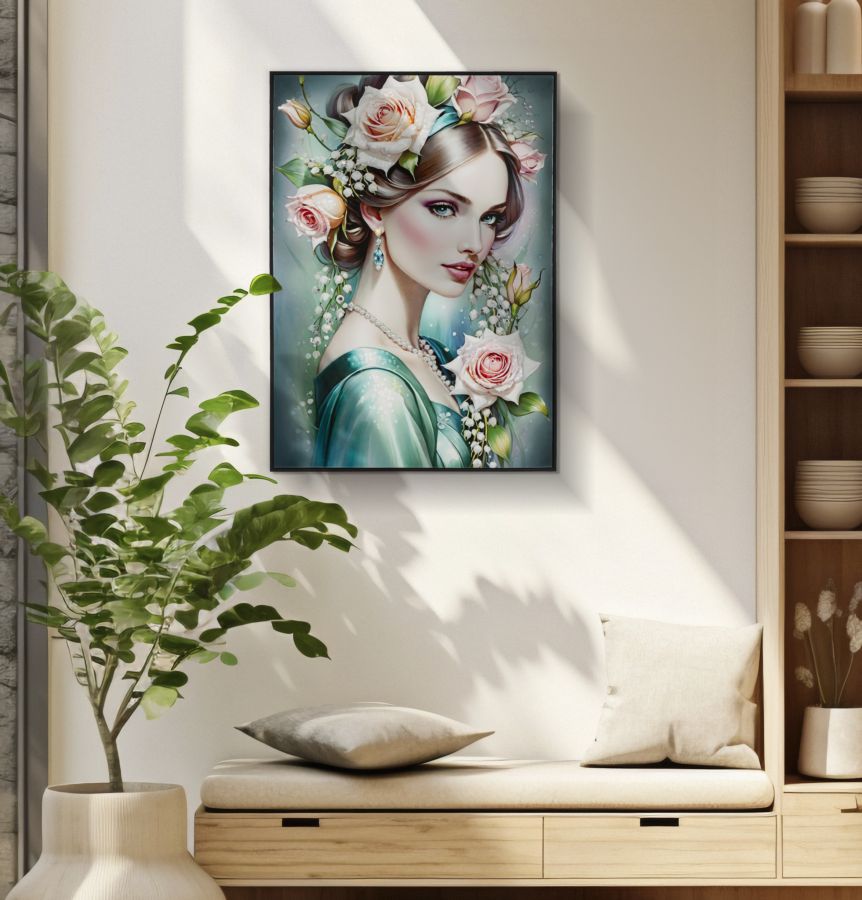 Pintura Sobre Tela Lacado Fantasy com Moldura -A- Cm 72x4x102