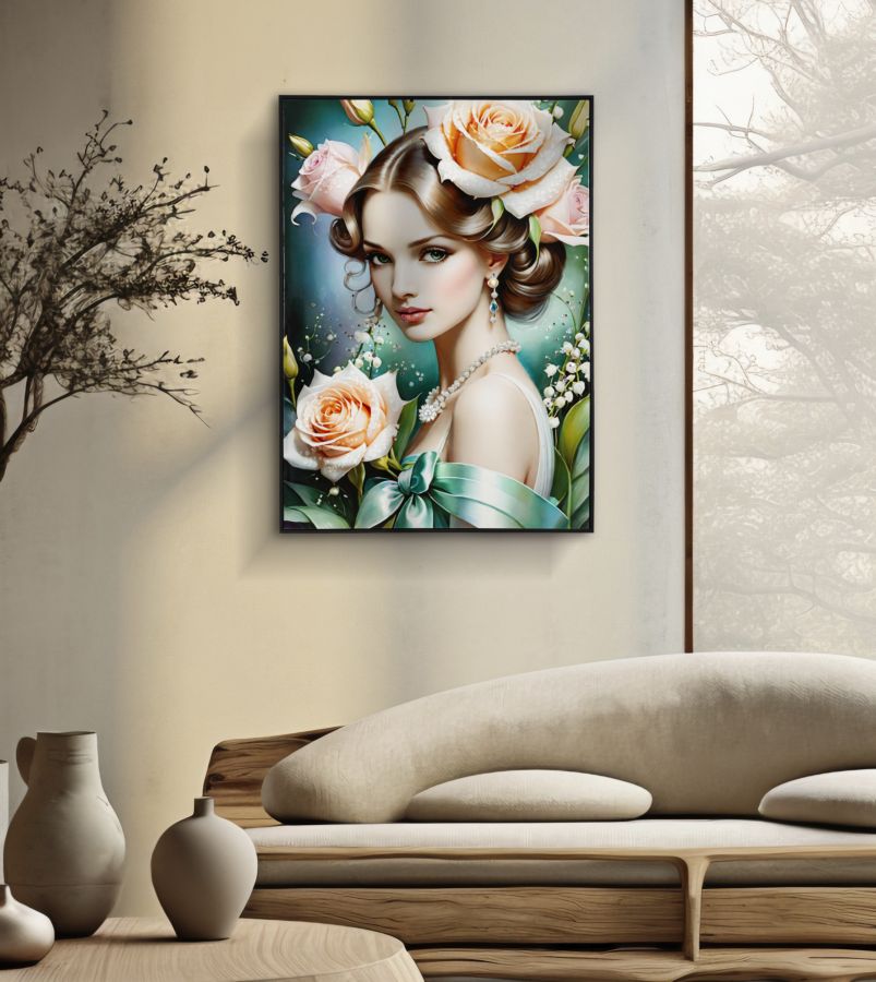Pintura Sobre Tela Lacado Fantasy com Moldura -B- Cm 72x4x102