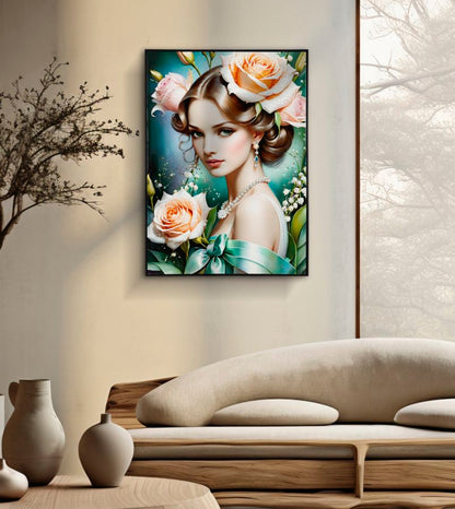 Pintura Sobre Tela Lacado Fantasy com Moldura -B- Cm 72x4x102