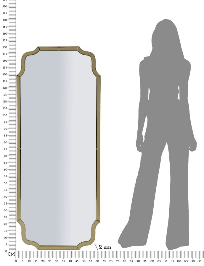 Espelho de Parede Istanbul Dourado Cm 60x2x150 (misura Espelho Cm 54x143,5)