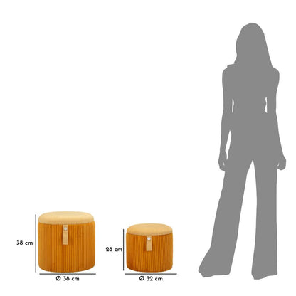Pufe com Recipiente Bolzano Senape Conjunto 2 Un. Cm ø 38x38-32x28