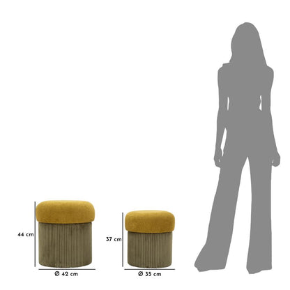 Pufe com Recipiente Aspen Verde Conjunto 2 Un. Cm ø 42x44-35x37