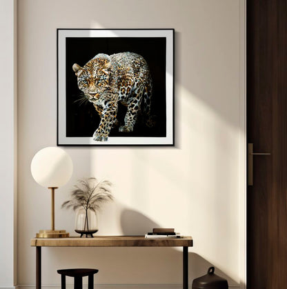 Pintura Sobre Tela Lacado Giaguaro com Moldura -B- Cm 82x4x82