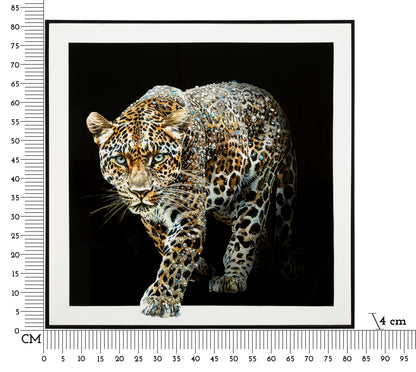 Pintura Sobre Tela Lacado Giaguaro com Moldura -B- Cm 82x4x82