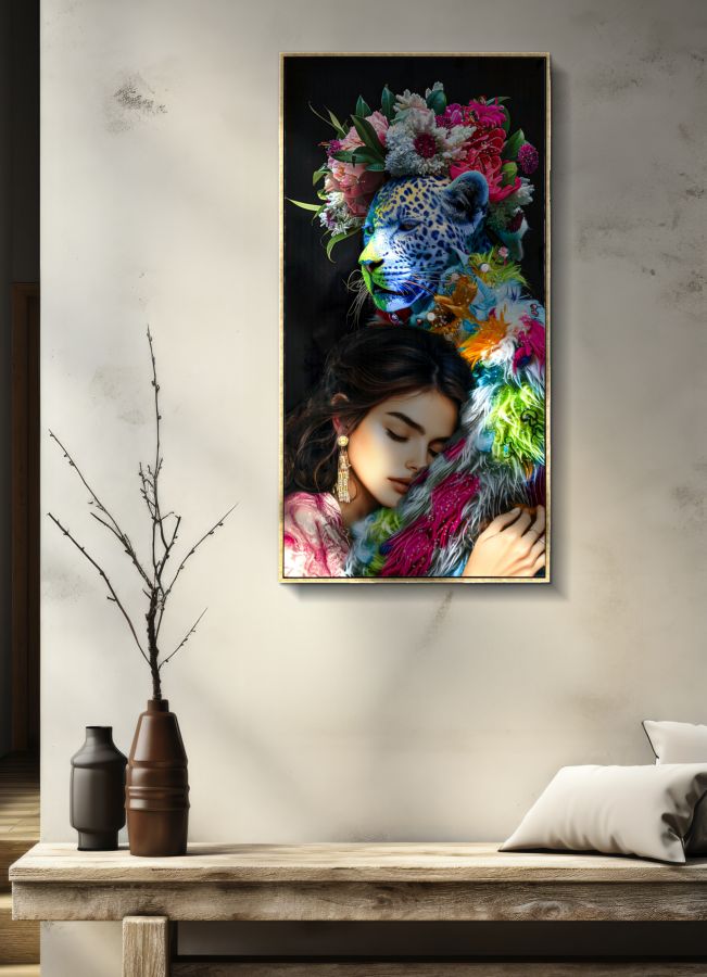 Pintura Sobre Tela Lacado Moira com Moldura -B- Cm 52x4x102