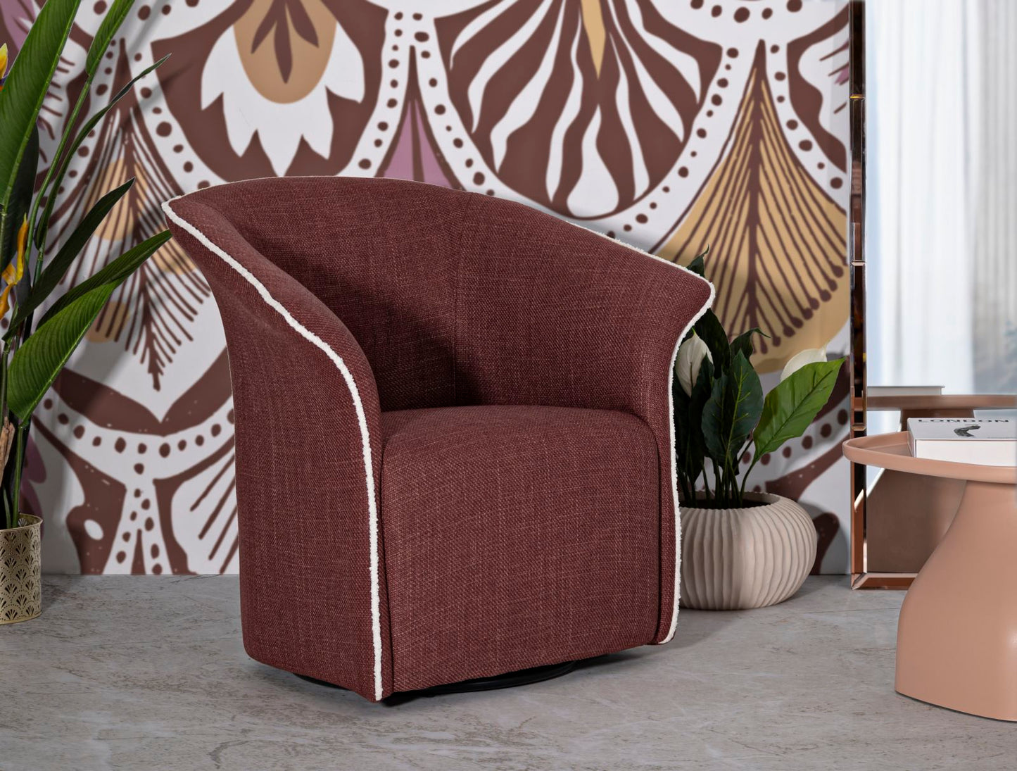 Poltrona Girevole Siena Bordeaux Cm 83,5x66x80 (seduta Altezza Cm 42)