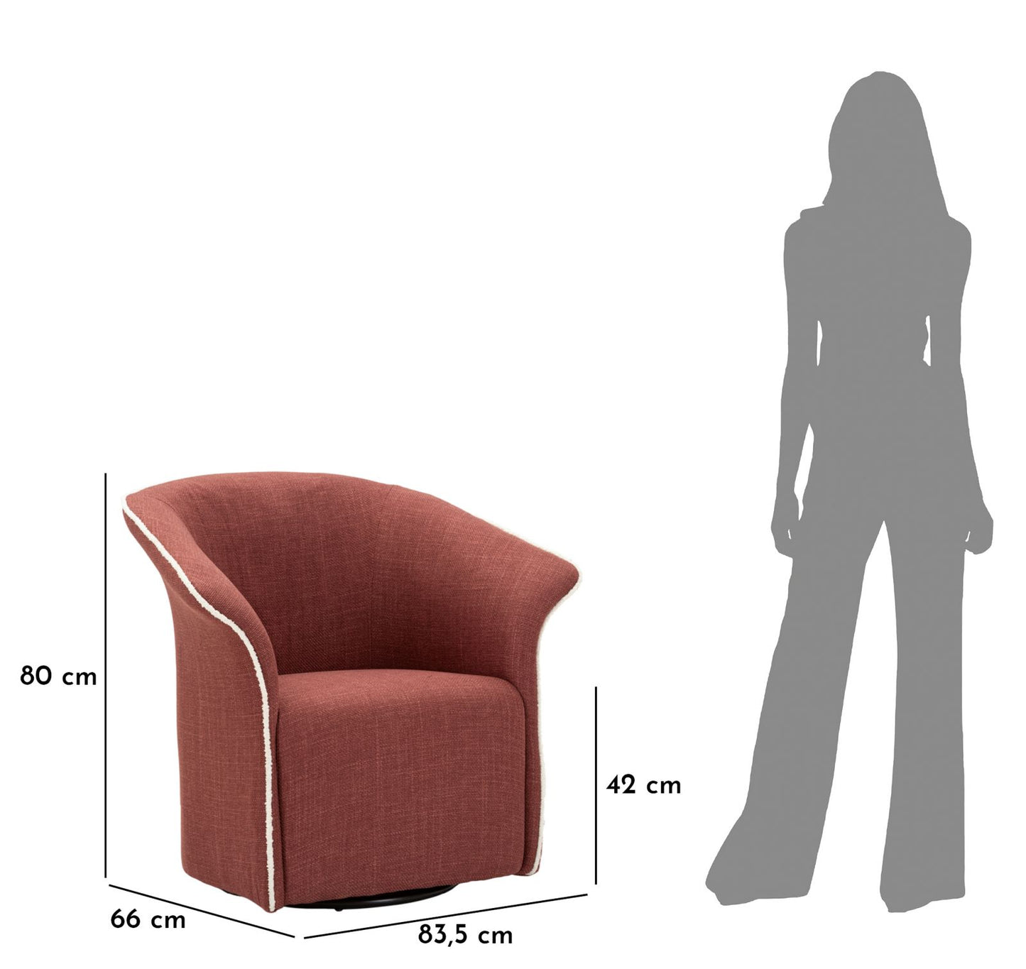 Poltrona Girevole Siena Bordeaux Cm 83,5x66x80 (seduta Altezza Cm 42)