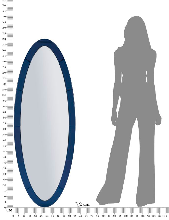Espelho de Parede Oslo Azul Cm 55x2x150 (misura Espelho Cm 42,5x137,5)