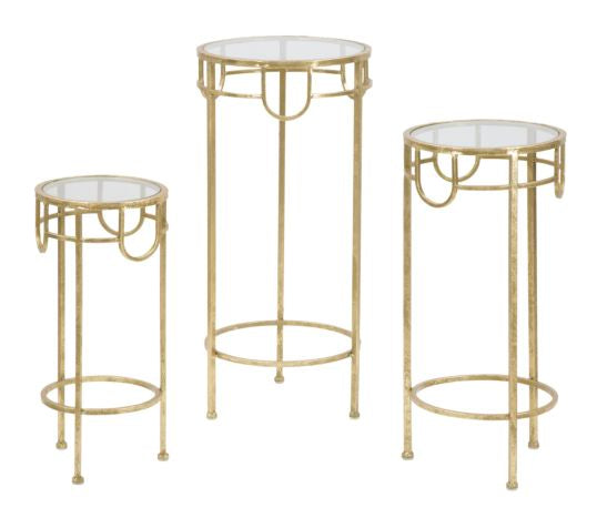 Conjunto para Telefone Dourado Conjunto 3 Un. Cm ø 33x70 -28x60-23x50