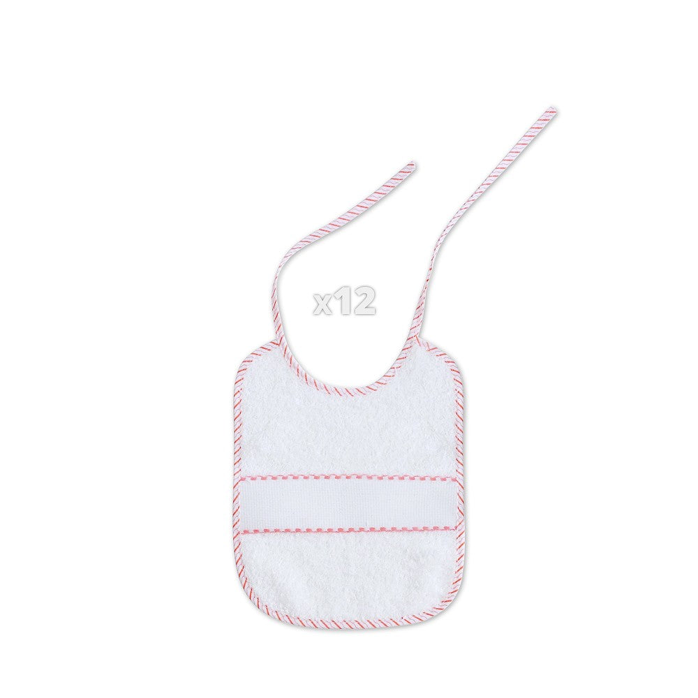 Babete Em Ponto Cruz 20X25 Branco / Rosa  Interbaby