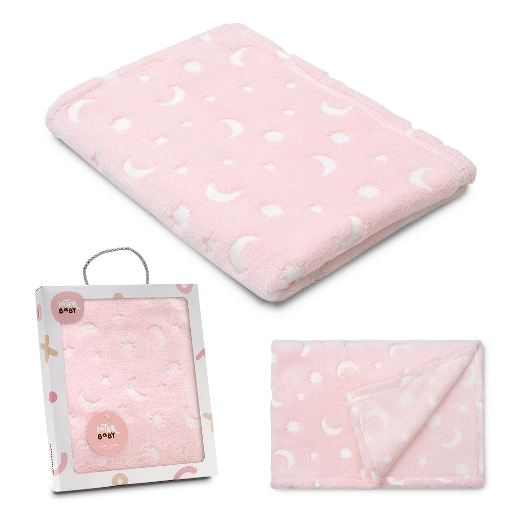 Manta Lua e Estrelas Rosa Interbaby