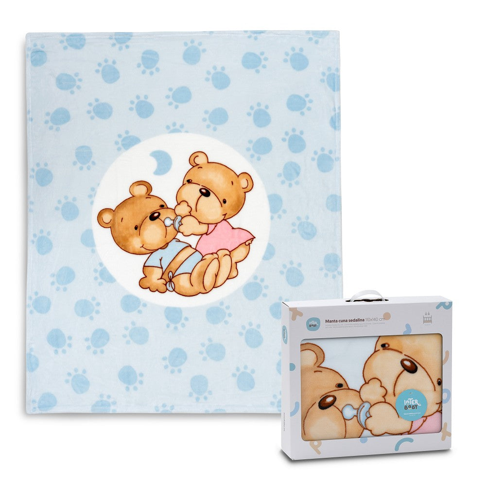 Manta Para Berço Sedalina Ursinhos Azul Interbaby