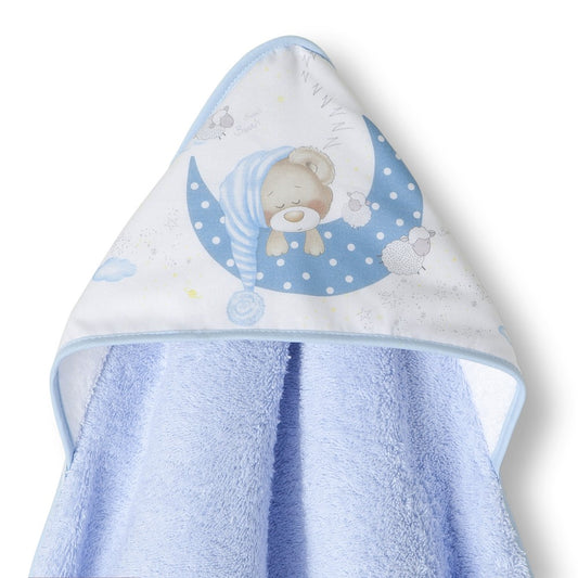 Toalha de banho 100X100 Algodão Bear Sleeping Azul Interbaby