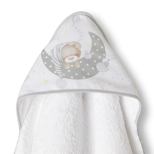 Toalha de banho 100X100 Algodão Bear Sleeping Cinza Interbaby