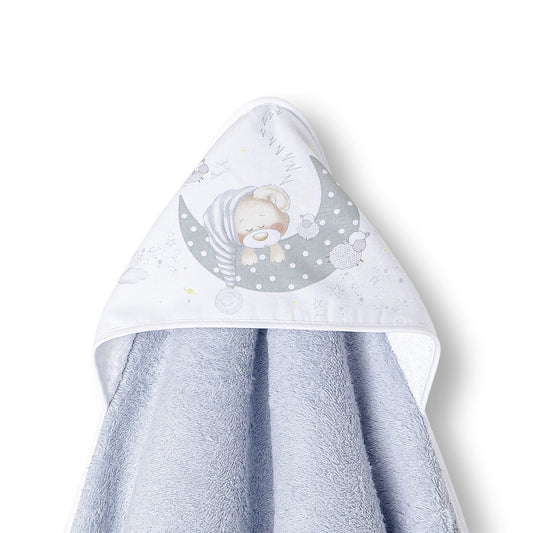 Toalha de banho 100X100 Algodão Bear Sleeping Cinza  Interbaby