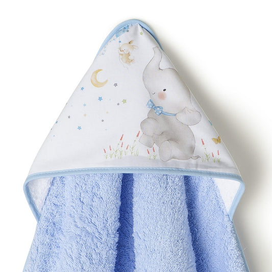 Toalha de banho 100X100 Algodão Elefante Azul Interbaby