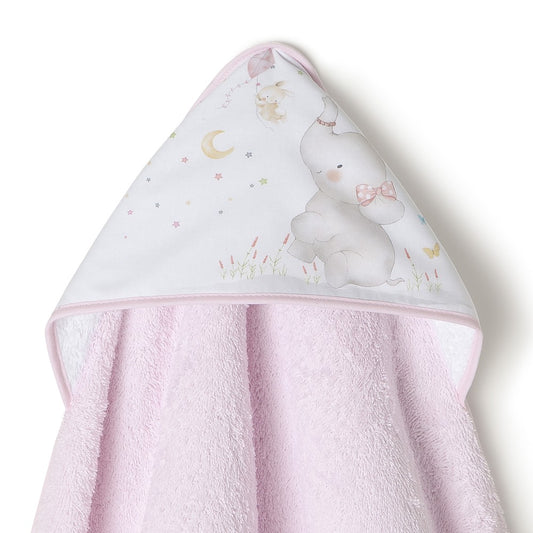 Toalha de banho 100X100 Algodão Elefante Rosa  Interbaby