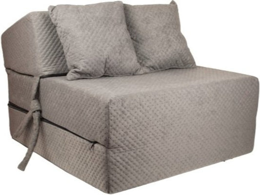 Colchão dobrável com almofada 70 x 200 x 15 cm cinzento