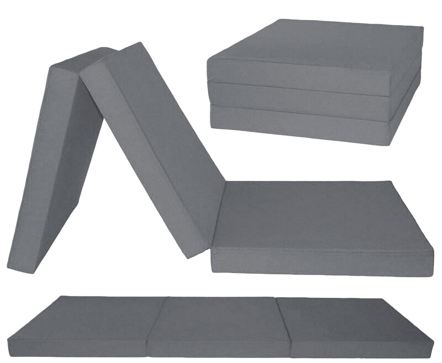Colchão dobrável 195x80x15 cm cinzento