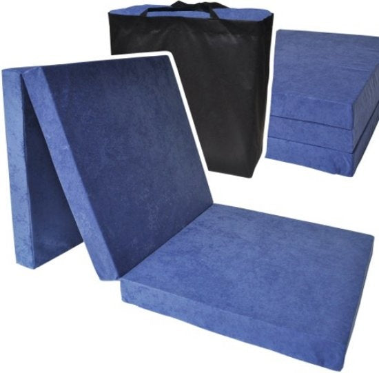 Colchão dobrável 195x70x8 cm azul marinho