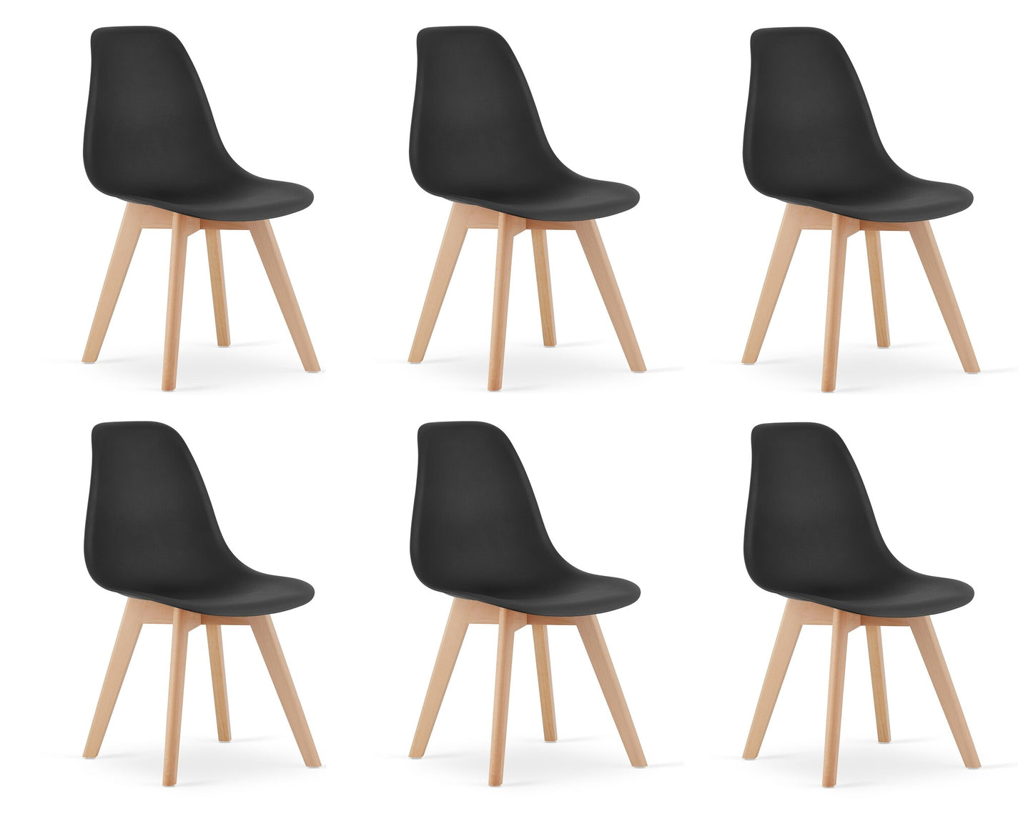 Cadeiras de sala de jantar KITO conjunto de 6 pretas