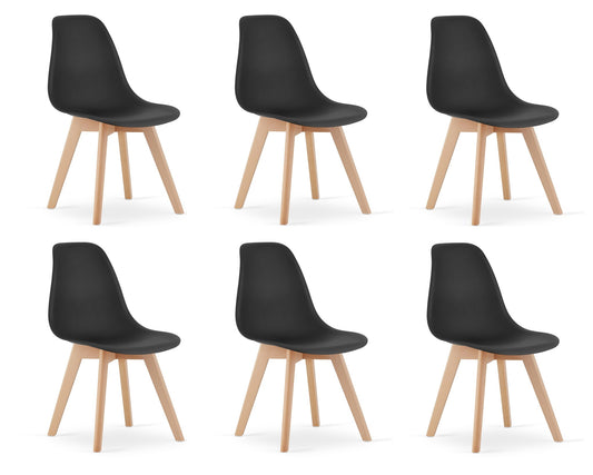 Cadeiras de sala de jantar KITO conjunto de 6 pretas
