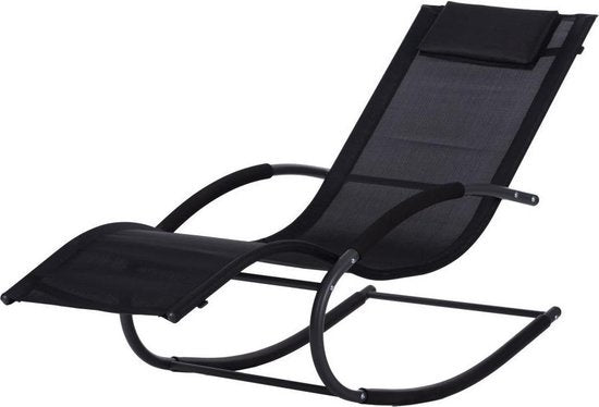 Cadeira de baloiço reclinável tecido respirável preto