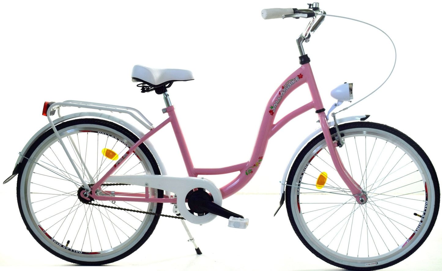 Bicicleta menina 24 polegadas branco e rosa Dallas Bike