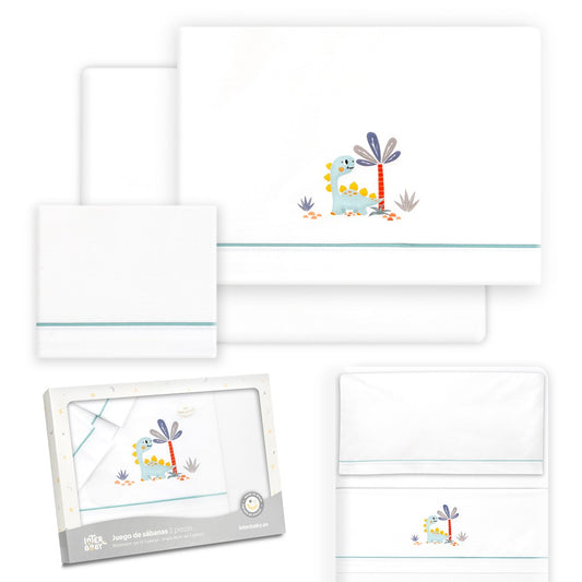 Conjunto para Berço Mini Dinossauro Branco/Verde Interbaby
