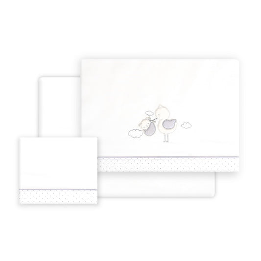 Conjunto para Berço Mini Cegonha Branco/Cinza Interbaby