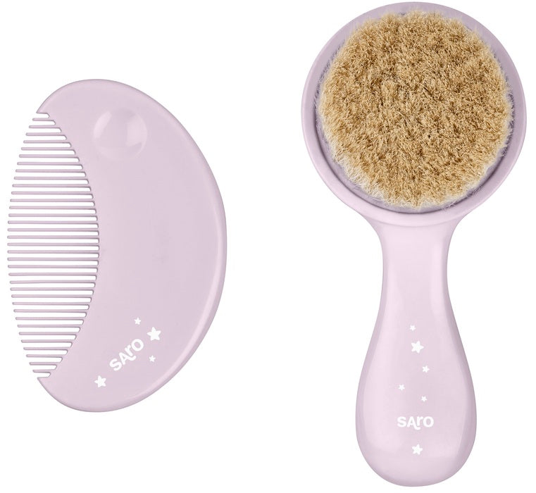 Saro - Escova de cerdas naturais e pente para o bebé Rose