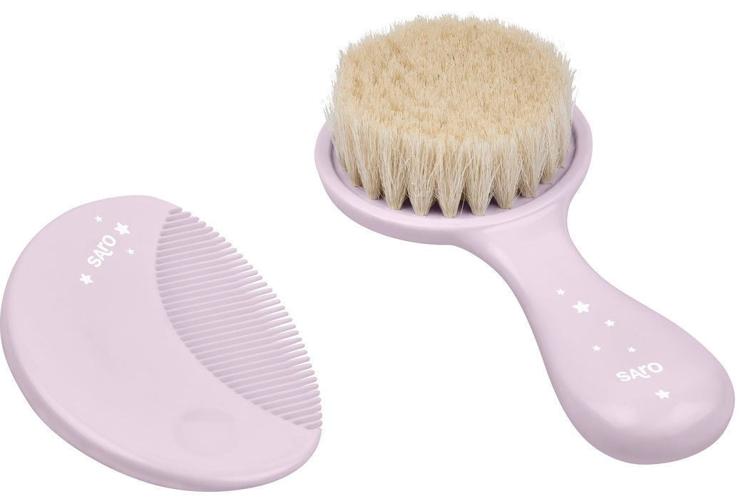 Saro - Escova de cerdas naturais e pente para o bebé Rose