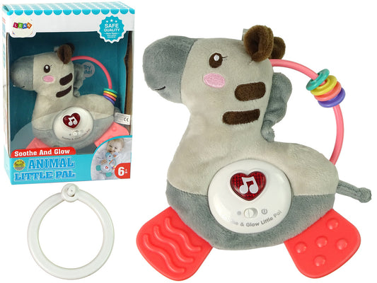 Zebra interativa educativa cinza sons mordedor chocalho