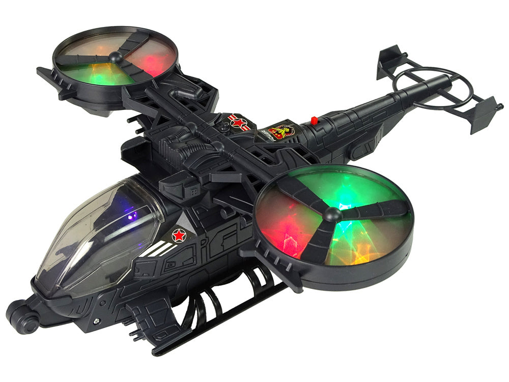 Helicóptero militar grande com luz som e rotação