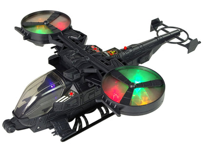 Helicóptero militar grande com luz som e rotação