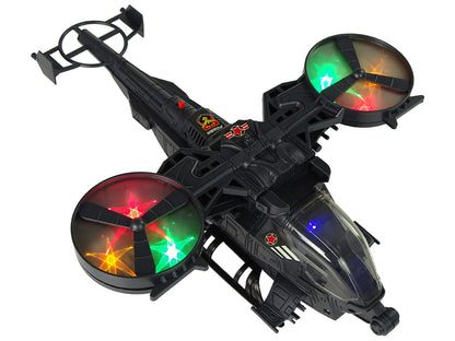 Helicóptero militar grande com luz som e rotação
