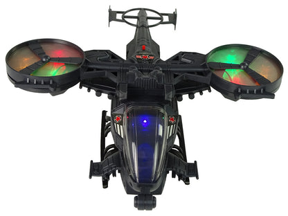 Helicóptero militar grande com luz som e rotação