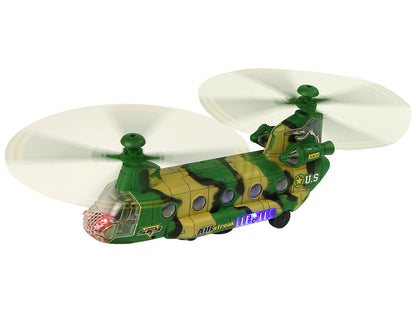 Helicóptero militar camuflado com luz som e rotação